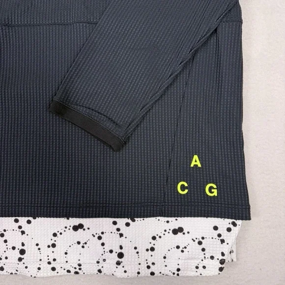 NWT Nike ACG Mens XXL Black Waffle Knit Layered Long Sleeve Shirt AQ3519-010 - Picture 10 of 10